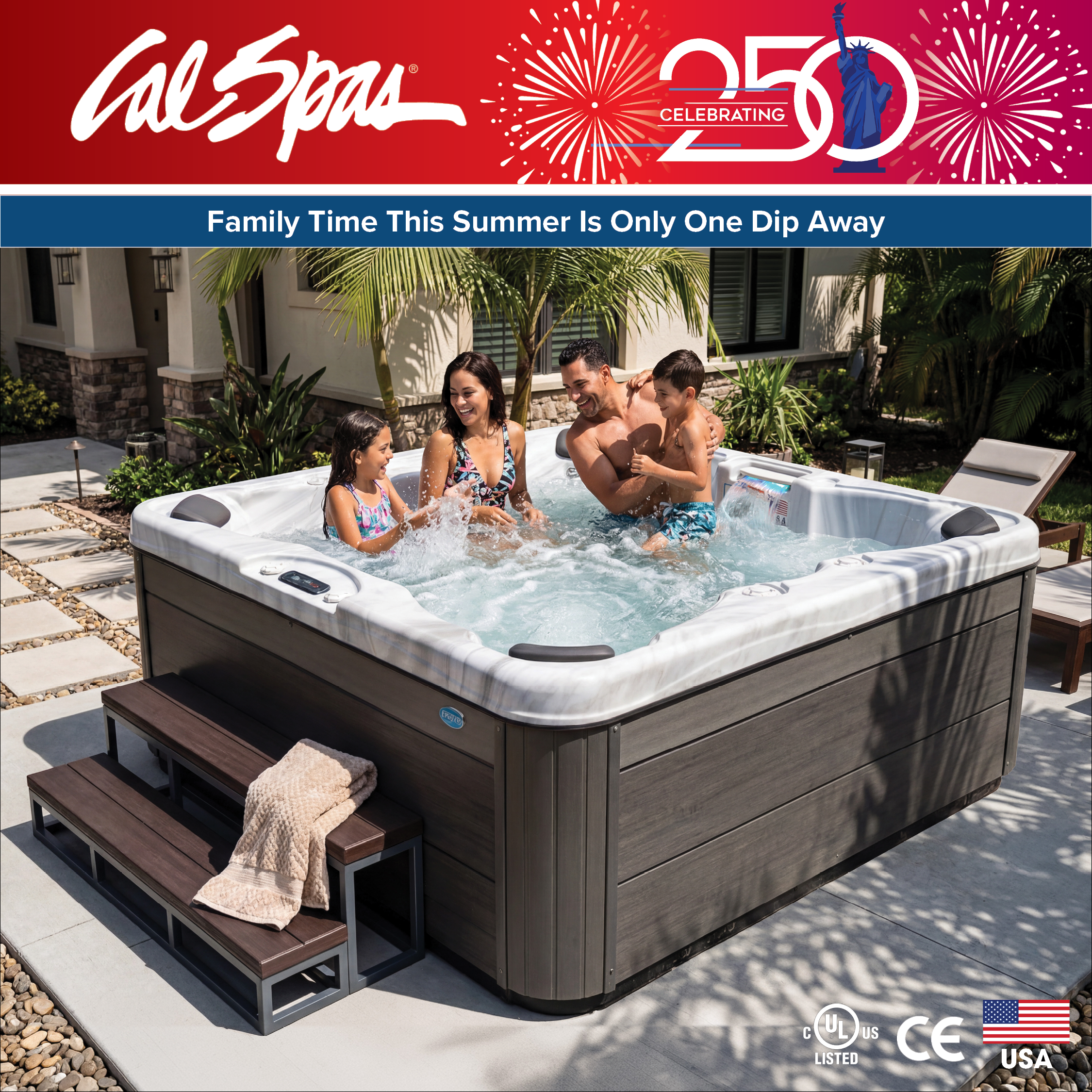 Calspas hot tub being used in a family setting - Tracy